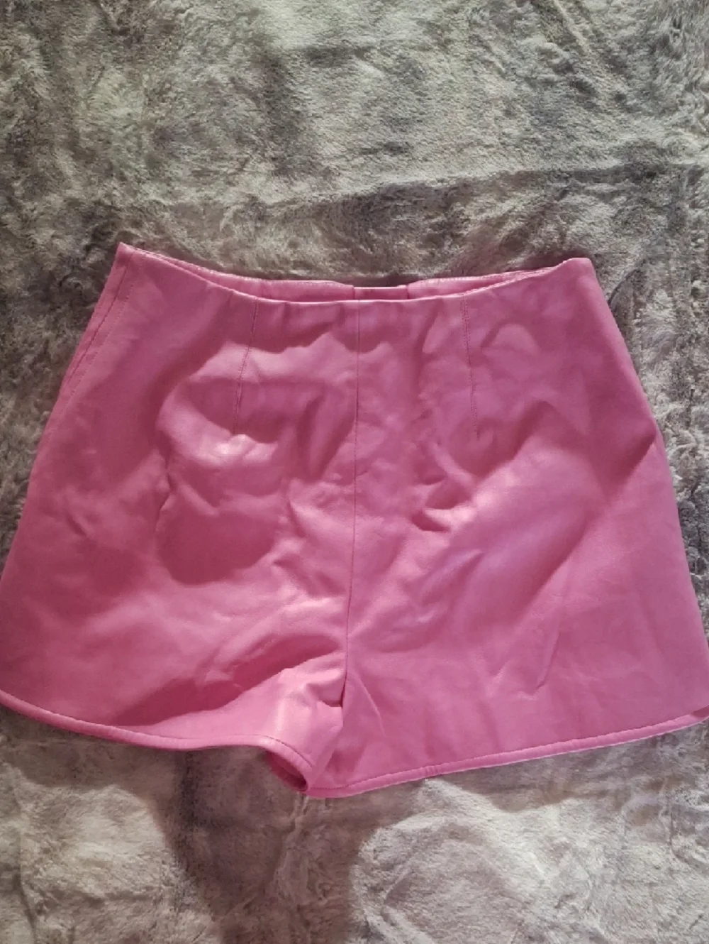 Alexis High-Waist Leather-Look Pink Shorts